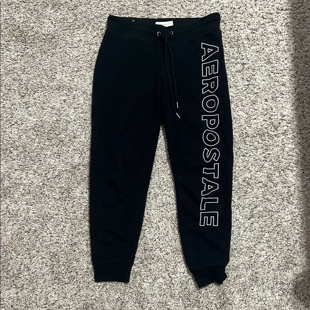 Aeropostale Black Track Pants with White Lettering